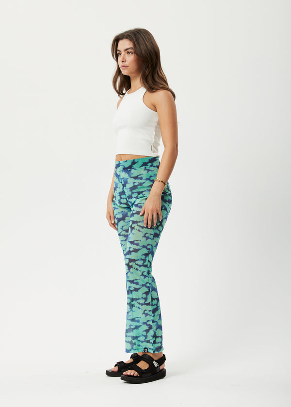 Afends Liquid - High Waisted Sheer Pant Jade Floral