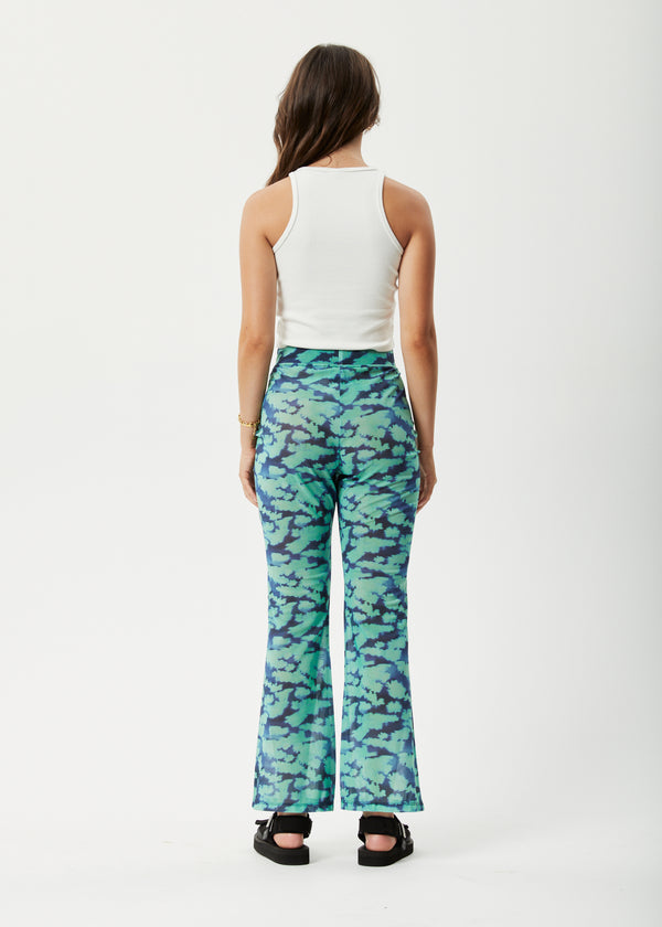 Afends Liquid - High Waisted Sheer Pant Jade Floral