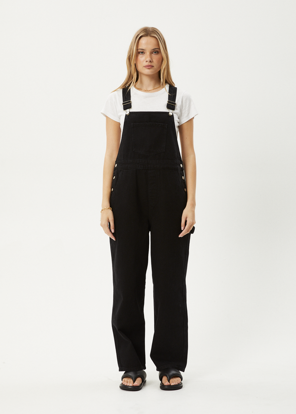 Afends Louis - Denim Oversized Overall Washed Black