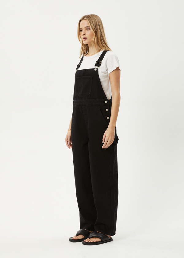 Afends Louis - Denim Oversized Overall Washed Black