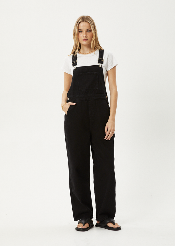 afends Louis - Denim Oversized Overall Washed Black