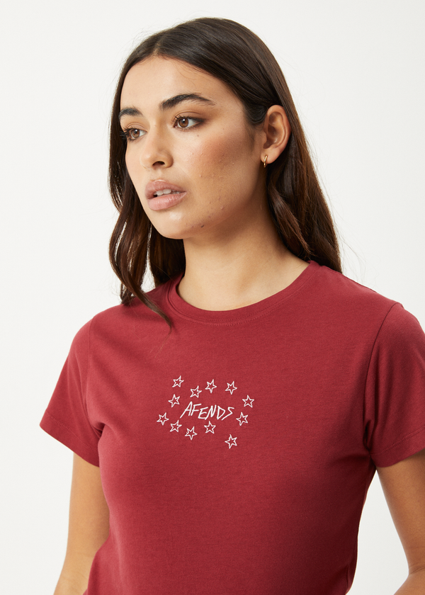 Afends Lucky - Baby Tee Burgundy
