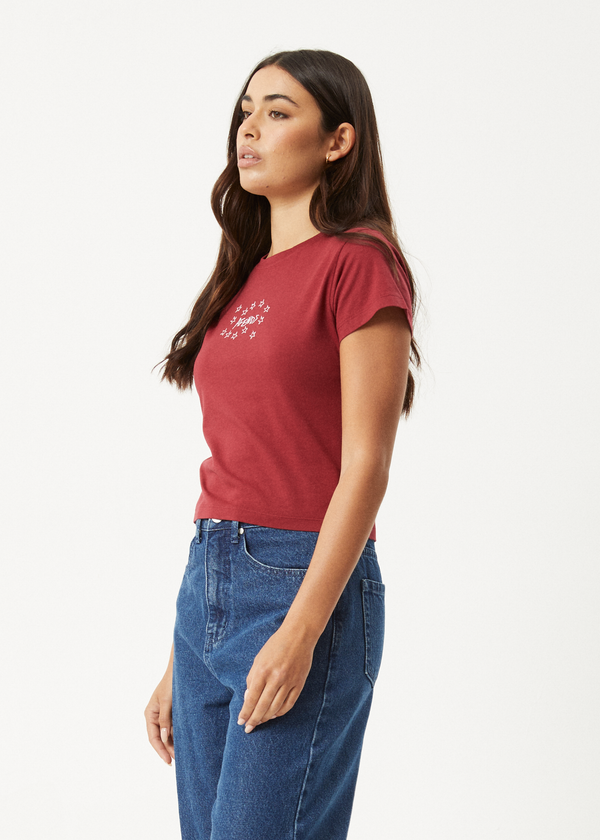 Afends Lucky - Baby Tee Burgundy