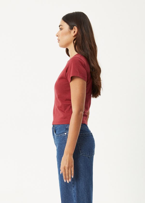 Afends Lucky - Baby Tee Burgundy