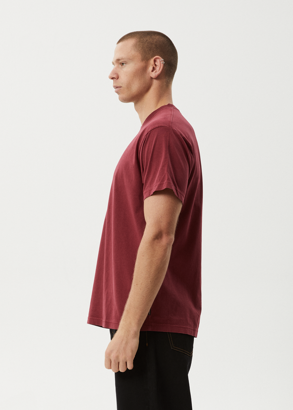 Afends Mace Life - Boxy Tee Washed Burgundy