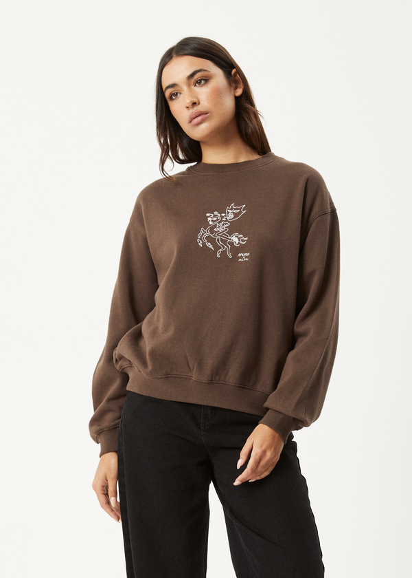 afends Mackie - Crew Neck Jumper Coffee
