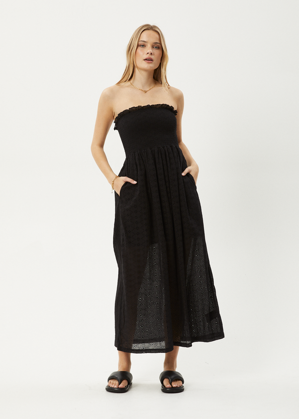 Afends Marlow - Strapless Maxi Dress Black