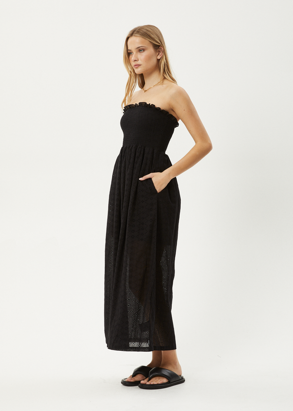 Afends Marlow - Strapless Maxi Dress Black