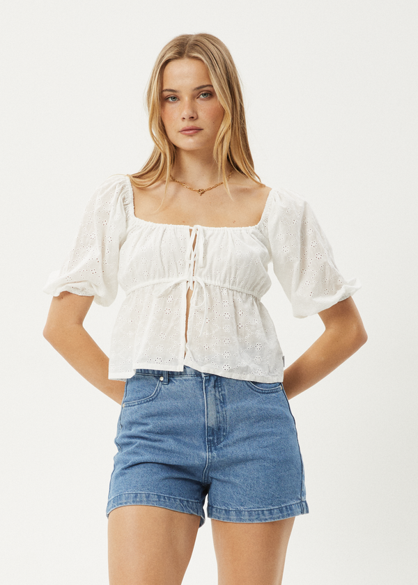 Afends Marlow - Tie Front Top White