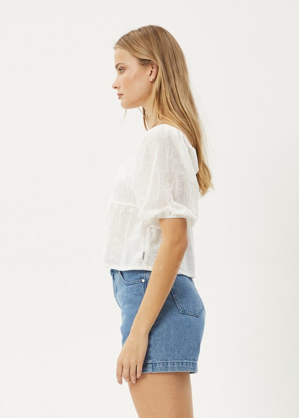 Afends Marlow - Tie Front Top White