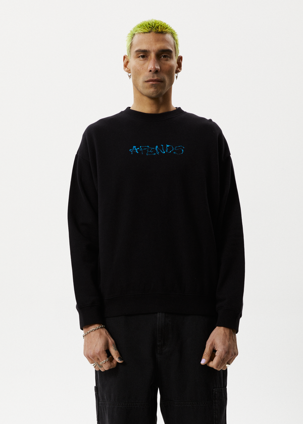 Afends Melted - Crew Neck Jumper Black