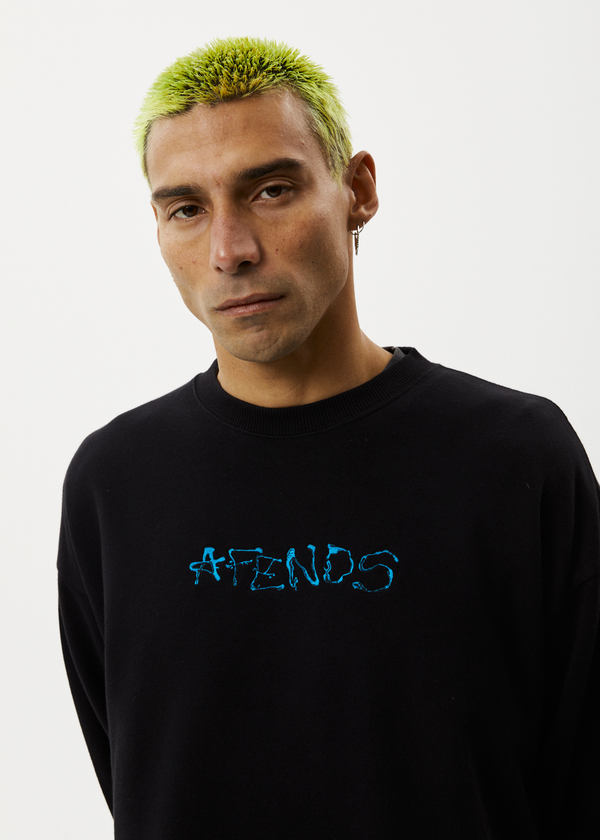 Afends Melted - Crew Neck Jumper Black