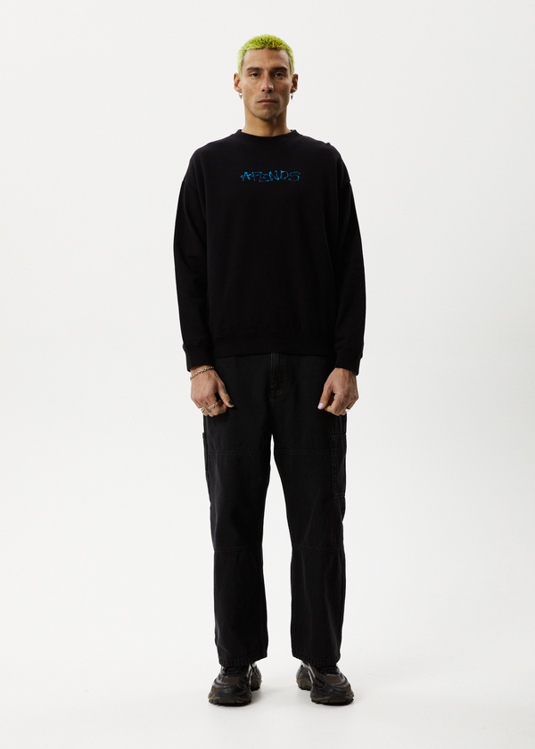 Afends Melted - Crew Neck Jumper Black