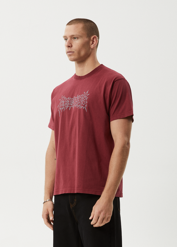 Afends Mental - Boxy Tee Washed Burgundy
