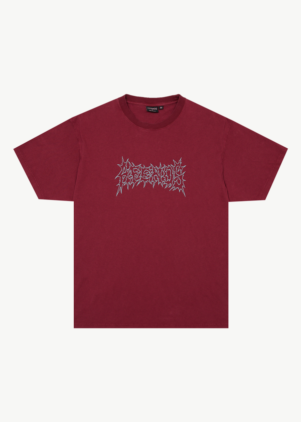 afends Mental - Boxy Tee Washed Burgundy