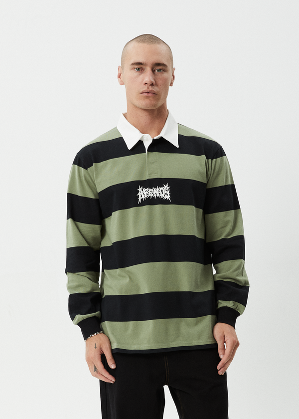 Afends Mental - Rugby Long Sleeve Tee Oil Green