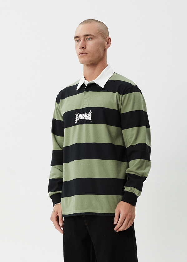 Afends Mental - Rugby Long Sleeve Tee Oil Green