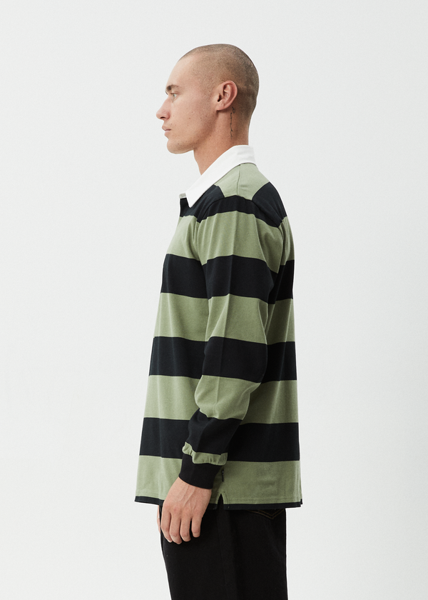 Afends Mental - Rugby Long Sleeve Tee Oil Green