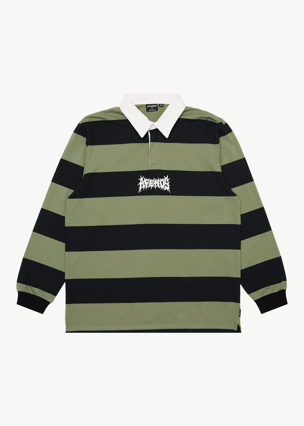 afends Mental - Rugby Long Sleeve Tee Oil Green