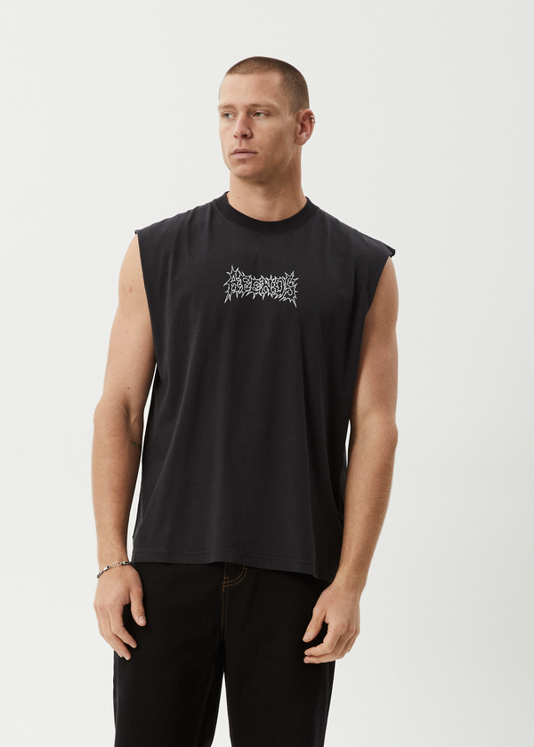 Afends Mental - Sleeveless Tee Stone Black