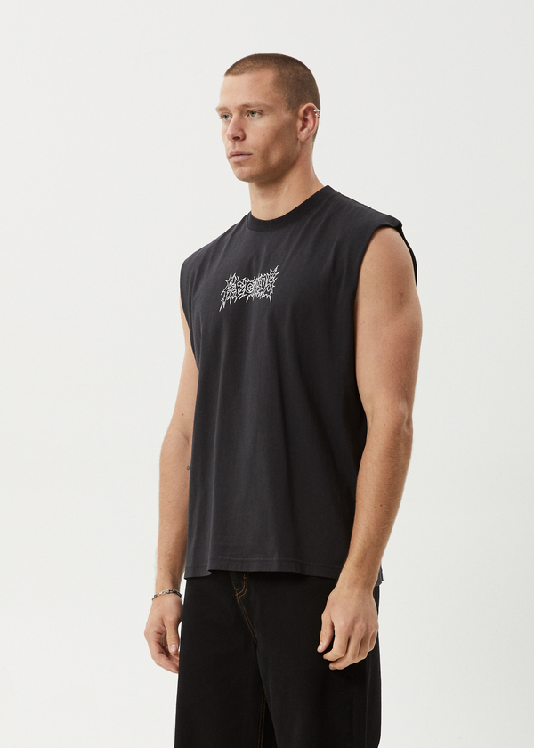 Afends Mental - Sleeveless Tee Stone Black