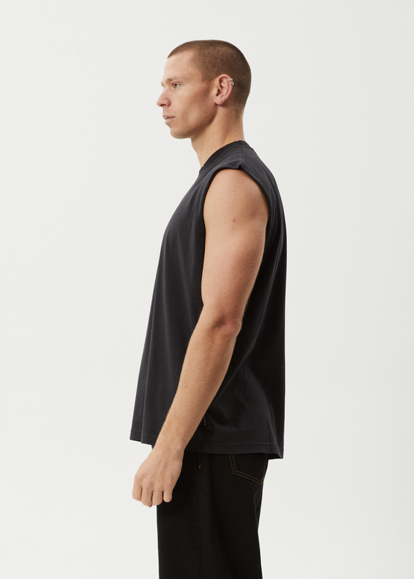 Afends Mental - Sleeveless Tee Stone Black