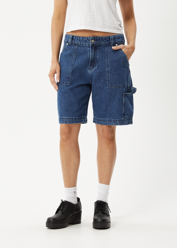 Afends Mika - Denim Workwear Short Authentic Blue