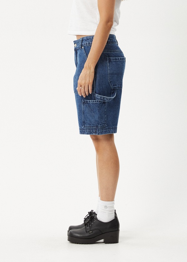 Afends Mika - Denim Workwear Short Authentic Blue