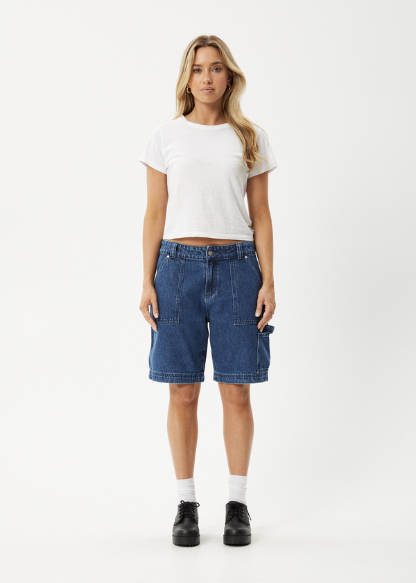 afends Mika - Denim Workwear Short Authentic Blue