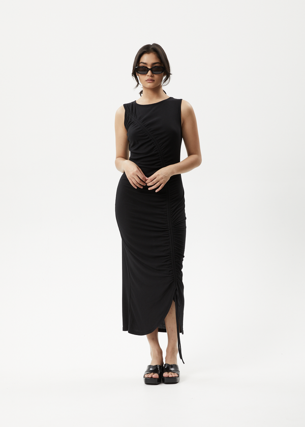 Afends Mirage Bamboo - Sheer Maxi Dress Black