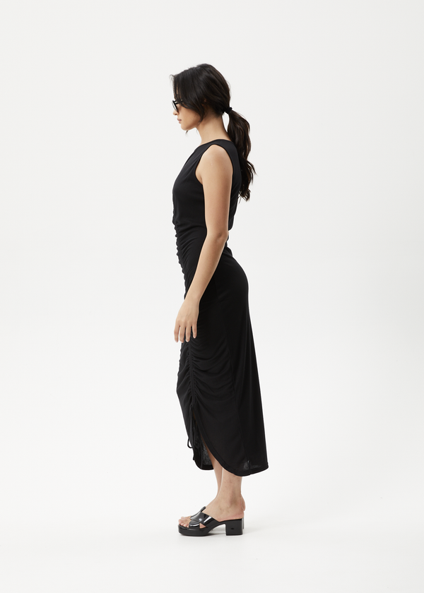 Afends Mirage Bamboo - Sheer Maxi Dress Black