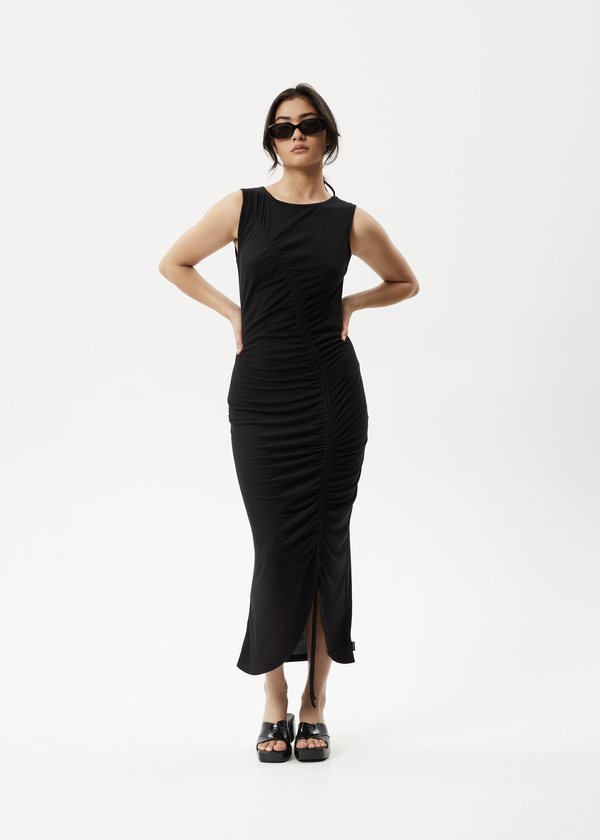afends Mirage Bamboo - Sheer Maxi Dress Black