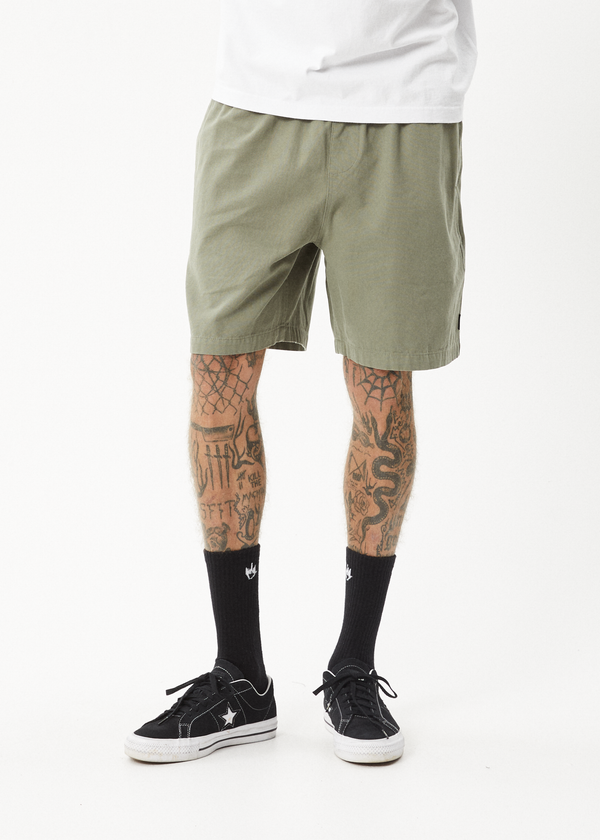 Afends Ninety Eights - Oversized Short 20" Olive