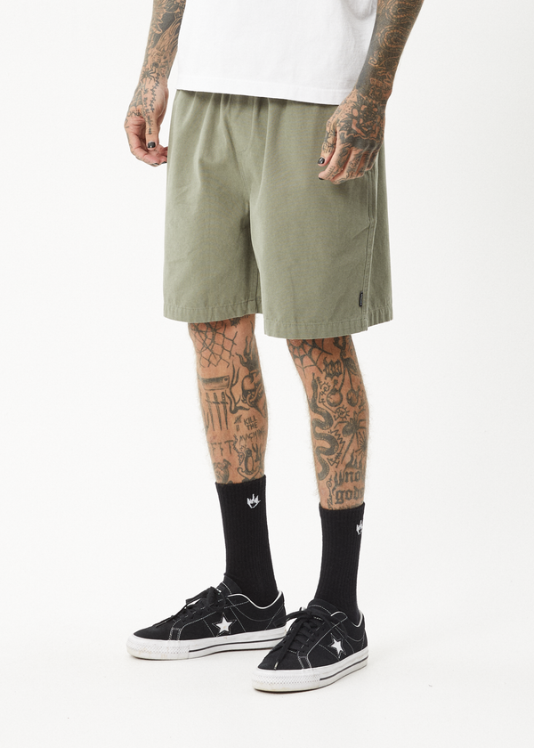 Afends Ninety Eights - Oversized Short 20" Olive