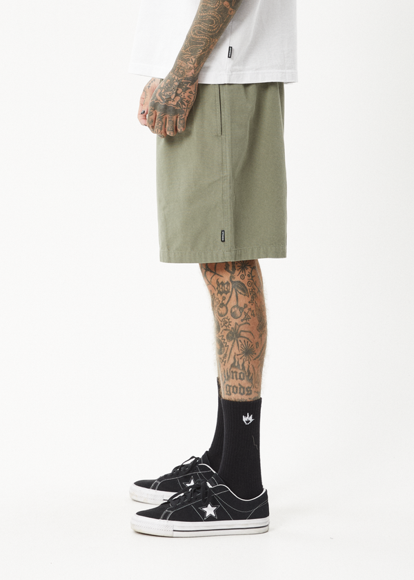 Afends Ninety Eights - Oversized Short 20" Olive