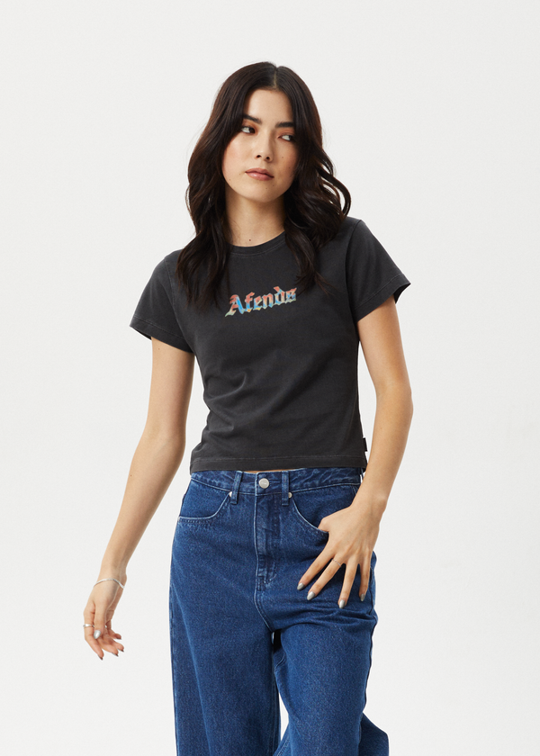 afends Nirvana - Baby Tee Stone Black
