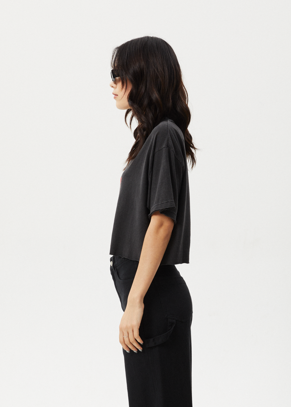 Afends Nirvana Cropped - Oversized Tee Stone Black