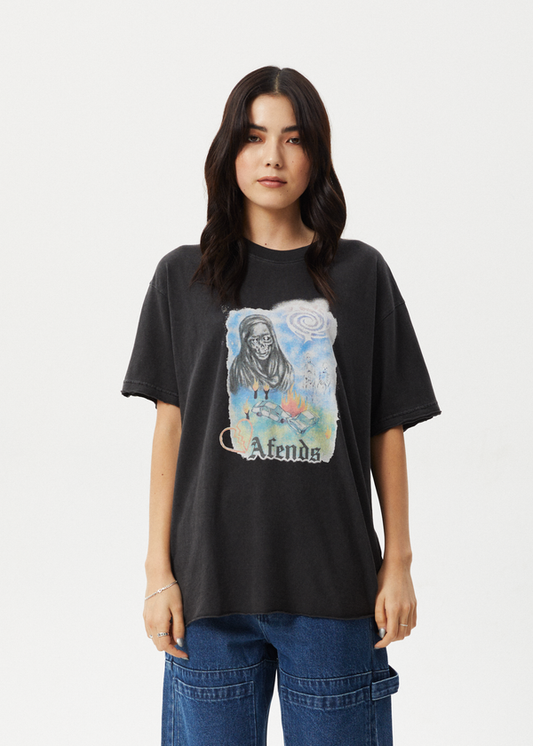 afends Nirvana - Oversized Tee Stone Black