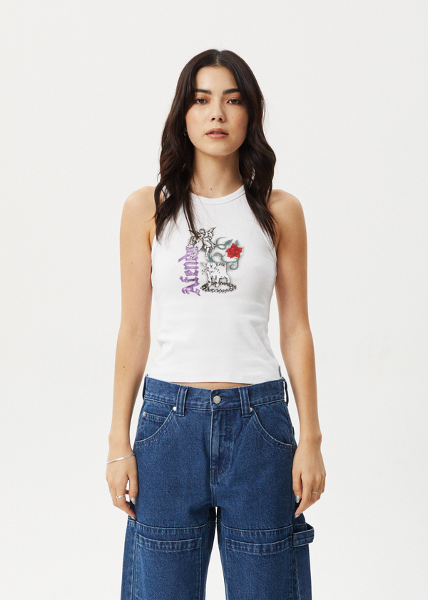 afends Nirvana - Rib Singlet White