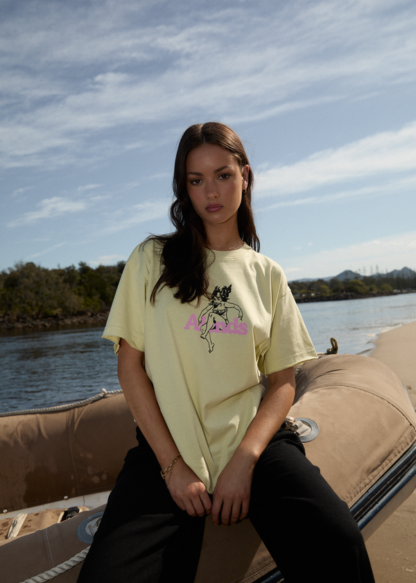 Afends No Fury - Oversized Tee Lemongrass