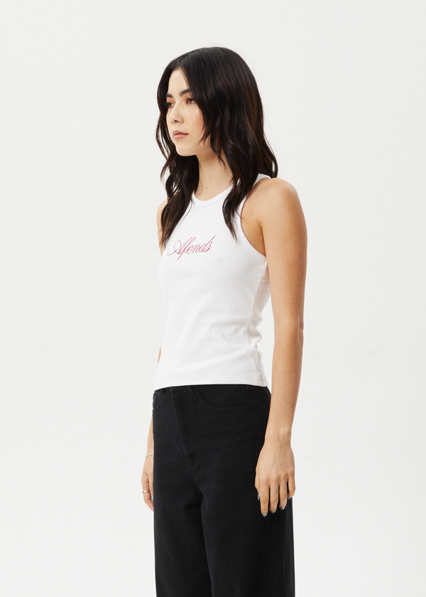 Afends Notice - Rib Singlet White