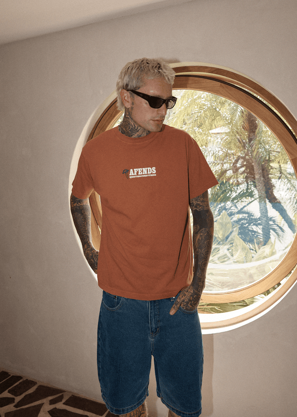 Afends Nuts N Bolts - Heavyweight Boxy Tee Terra