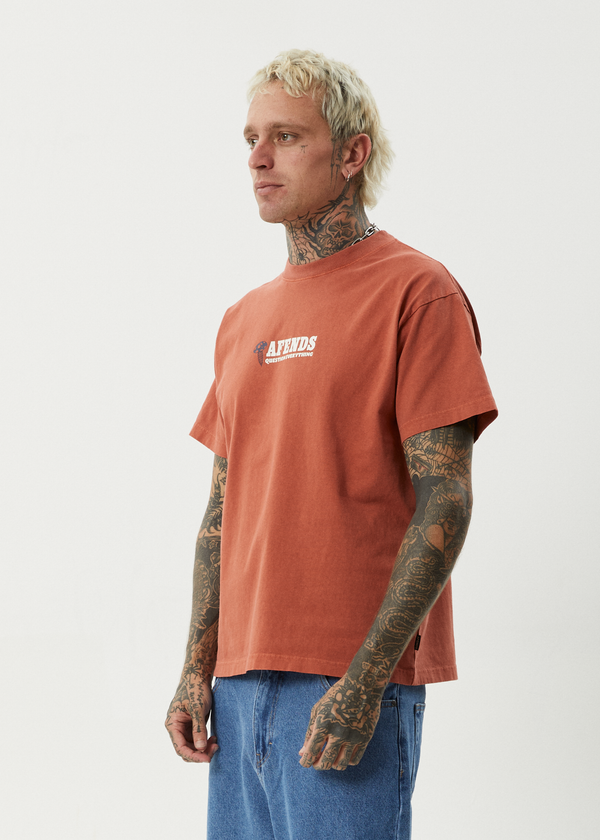 Afends Nuts N Bolts - Heavyweight Boxy Tee Terra