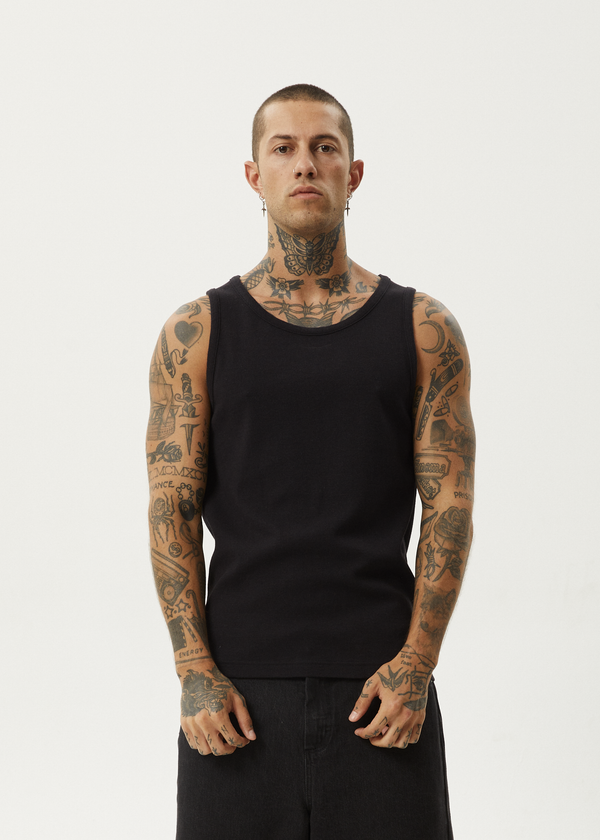 Afends Paramount - Rib Singlet Black