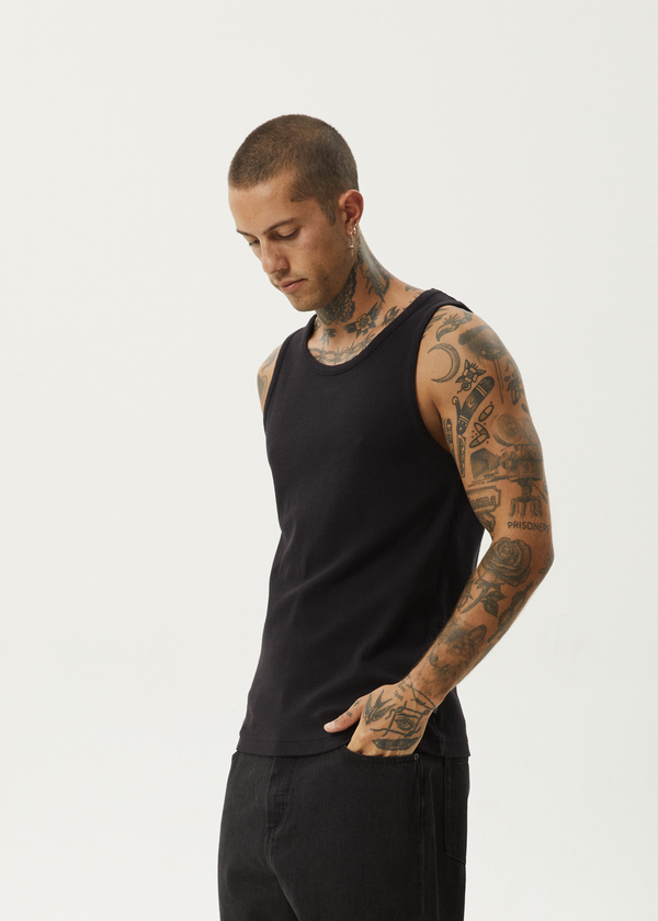 Afends Paramount - Rib Singlet Black