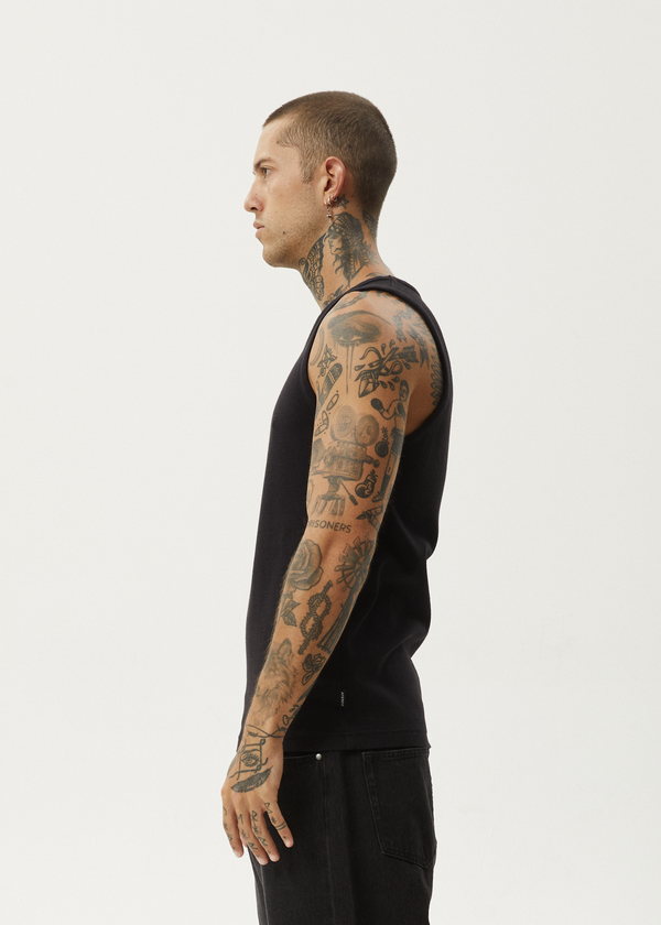 Afends Paramount - Rib Singlet Black