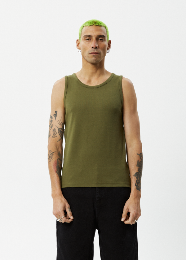 Afends Paramount - Rib Singlet Military