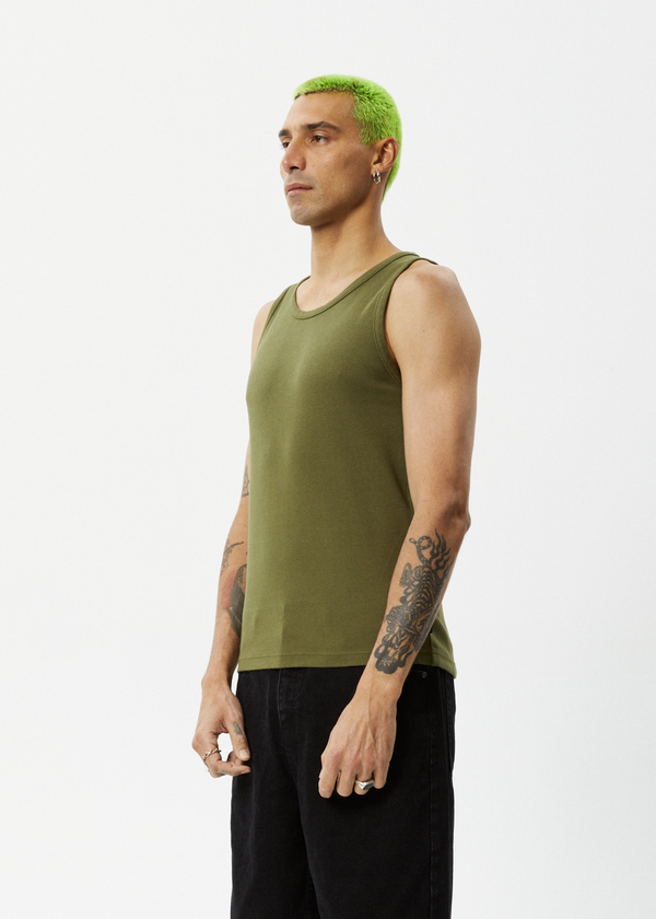 Afends Paramount - Rib Singlet Military