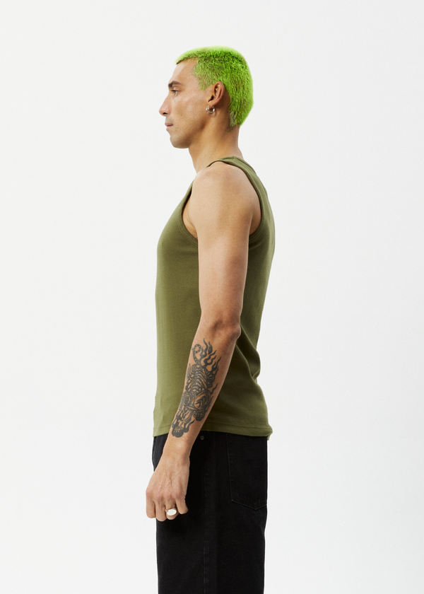 Afends Paramount - Rib Singlet Military