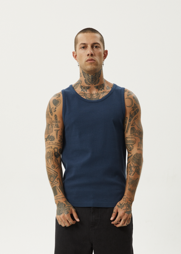 Afends Paramount - Rib Singlet Navy